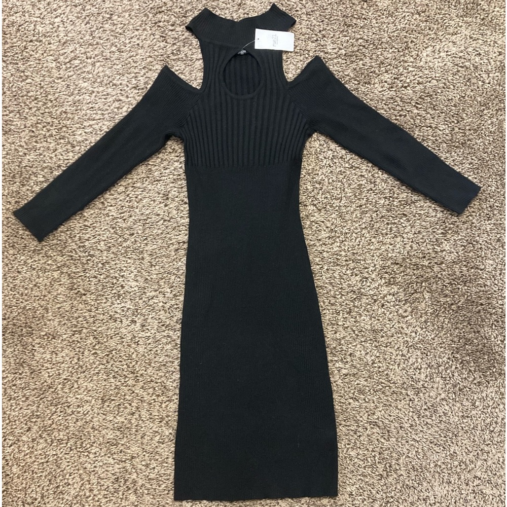 Black Ribbed Bodycon Dress